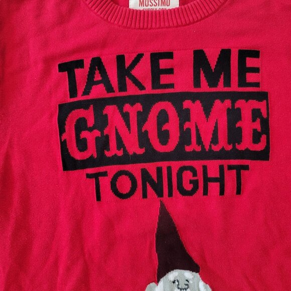 Men's Red Ugly Christmas Sweater "Take Me Gnome Tonight" gnome beer drinking L - Picture 6 of 7